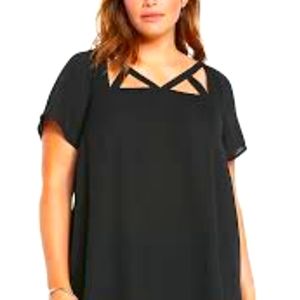 GEORGETTE CAGE FRONT TOP torrid size 0 black